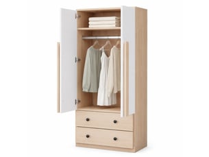 Armoire 2 porte(s) battante 2 tiroir(s) HAVRYA coloris bicolore largeur 70 cm