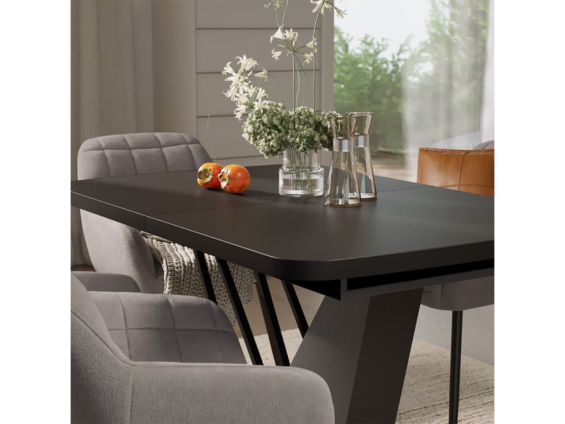  Vicco ensemble de table à manger, noir, 120x80cm avec 4 chaises de salle à manger  - Conforama D