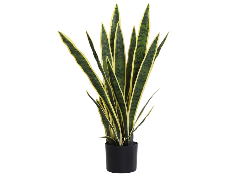  Plante artificielle sansevieria 77 cm avec 21 feuilles ajustables et pot, facile à nettoyer, pour bureau, chambre, vert  - Conforama A