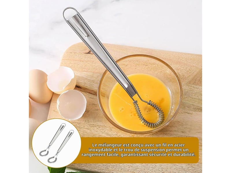 2 pcs mini fouet cuisine acier inoxydable, petit fouet cuisine, mini fouet à spirale, ustensiles de cuisine inox, mélangeur de sauce à main CSTY-0010097TY - Conforama D