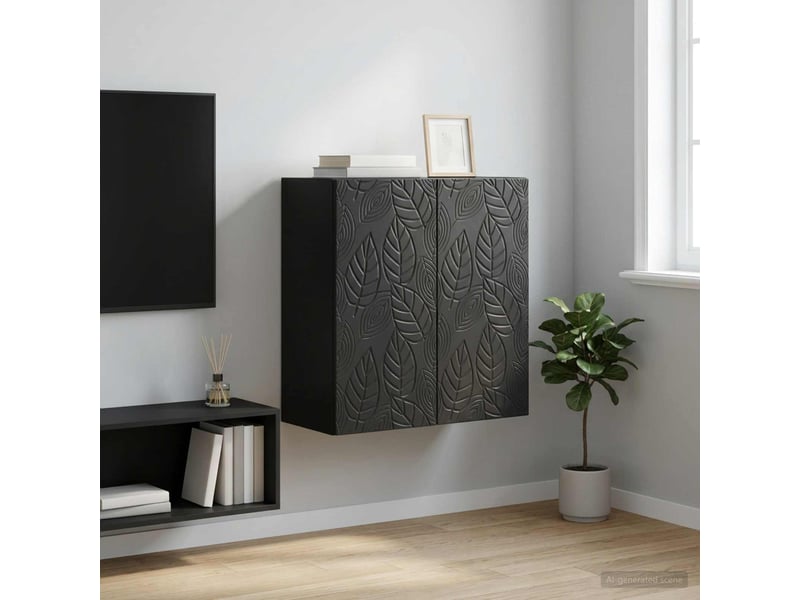 Armoire murale salon, meuble de rangement 59 x 31 x 60 cm bois d'ingénierie noir shl3040  - Conforama B