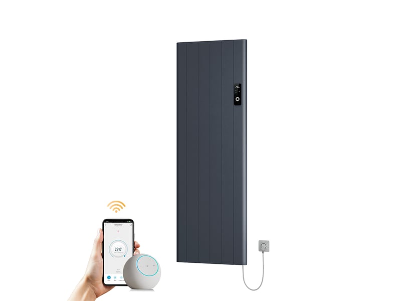  Emke radiateur électrique à convection 2000w, panneau chauffant mural en aluminium 160x54,5cm, thermostat wifi, anthracite  - Conforama A