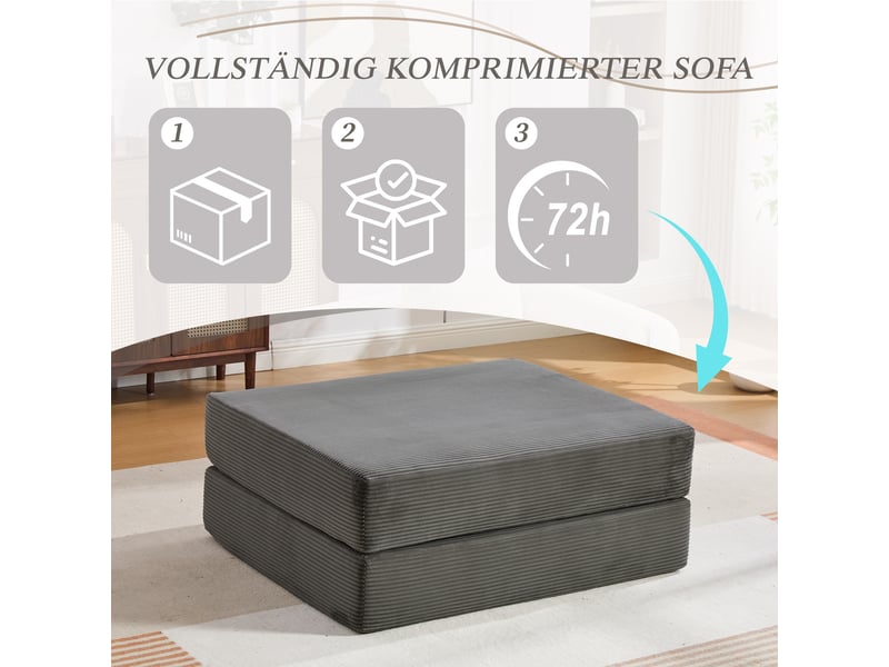  Tabouret de compression en velours côtelé doux et doux pour la peau. Avec 2 blocs de mousse haute densité pour un grand confort. Dépliable en un HFSN-1281DG - Conforama E