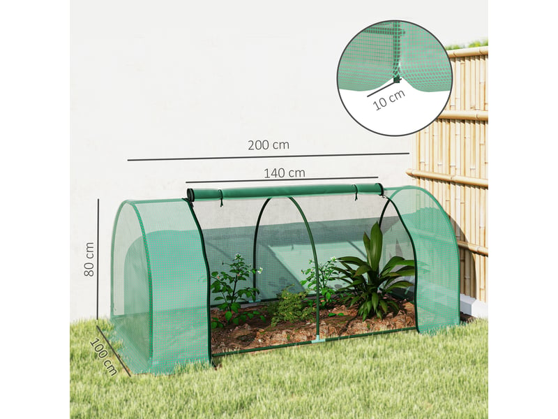  Serre tunnel en acier avec couverture en pvc, 200 x 100 x 80 cm, verte  - Conforama E