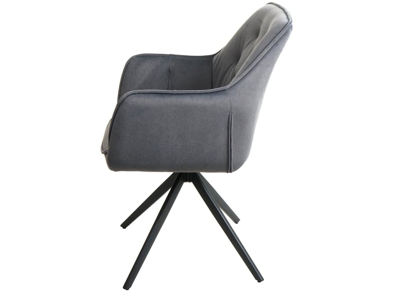  Lot de 6 chaises de salle à manger pivotantes à 180° avec retour automatique et accoudoirs en tissu anthracite et acier 04_0007748  - Conforama E