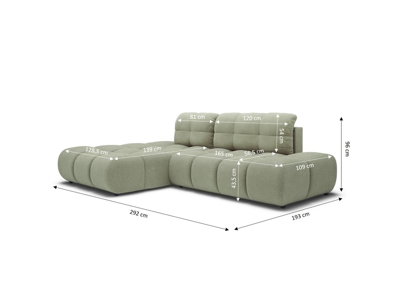 Canapé d'angle gauche convertible almera 4 places tissu vert - Conforama D