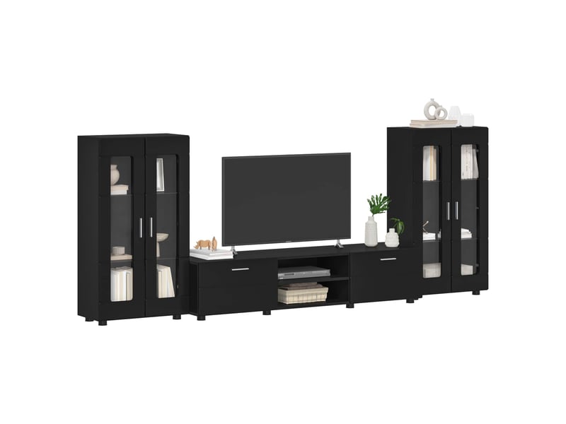  Ensemble meuble tv - banc tv - meuble de rangement florin 3 pcs noir bois d'ingénierie  - Conforama C