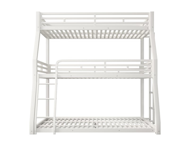  Lit superposé triple blanc 90/120/140 × 200 cm, cadre métal, échelle position au choix  - Conforama A
