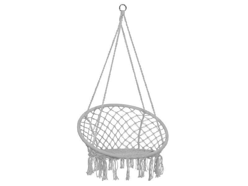 BALANÇOIRE BEIGE MACRAMÉ AVEC SUPPORT BLANC - Yatout Home BALANÇOIRE BEIGE MACRAMÉ AVEC SUPPORT BLANC - Yatout Home