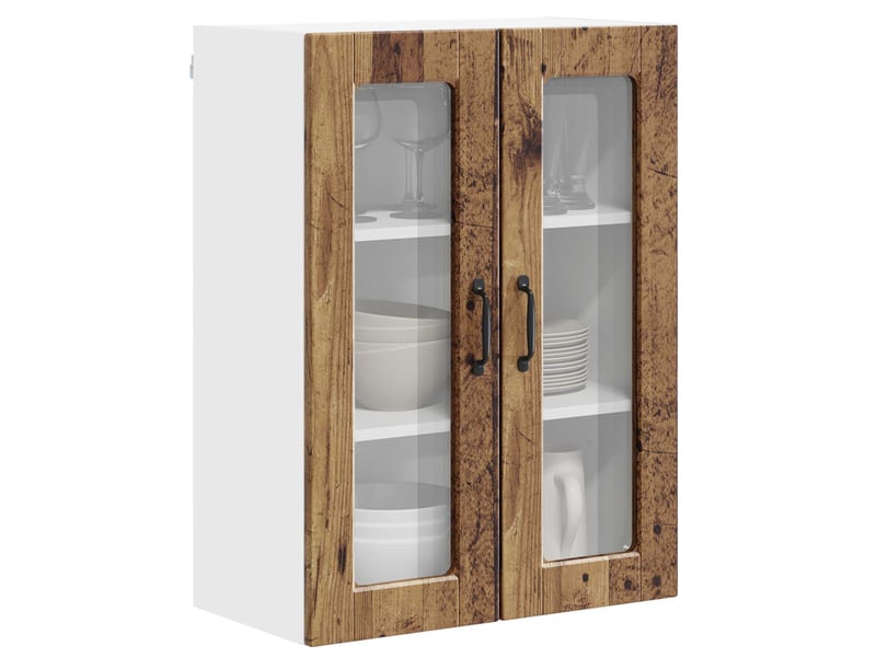 Meuble mural de cuisine, cabinet en verre mural bois ancien 60x31x80cm shl153 - Conforama C