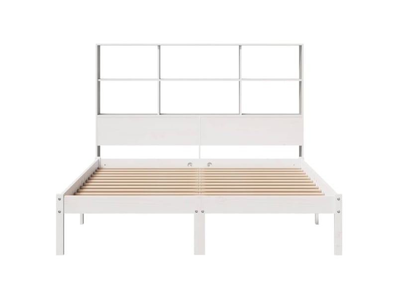  Lit double- lit adulte -  lit bibliothèque sans matelas blanc 160x200 cm bois pin massif  - Conforama C