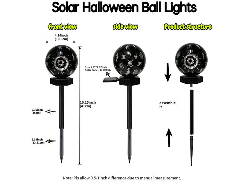  Pack de 4 lampes solaires halloween extérieures, décoration lumineuse ip65 étanche pour jardin, cour, pelouse, terrasse et allée  - Conforama B