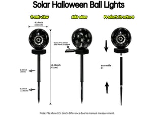 Pack de 4 lampes solaires halloween extérieures, décoration lumineuse ip65 étanche pour jardin, cour, pelouse, terrasse et allée