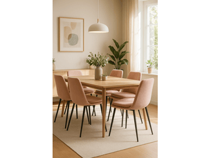 Lot de 4 chaises design yam en tissu rayé rose