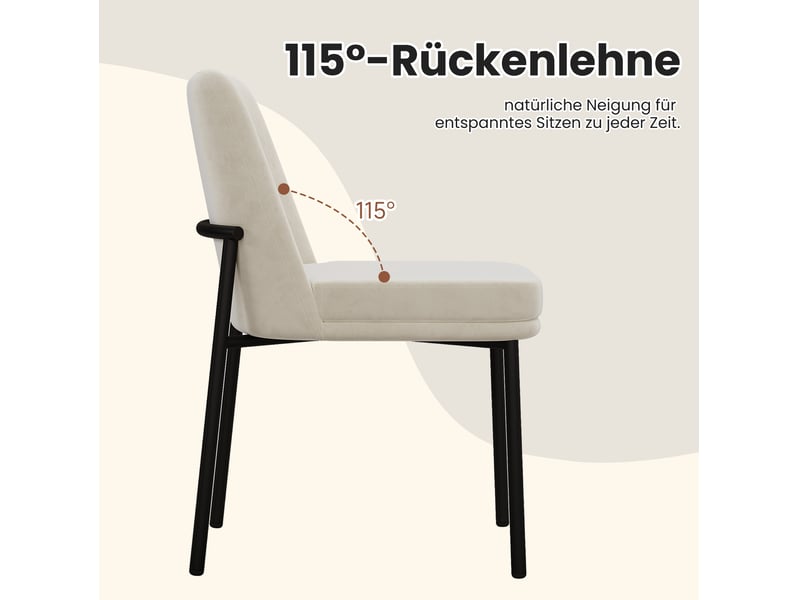  Lot de 6 chaises de salle à manger 42,5x53x82 cm velours beige et métal noir  - Conforama E