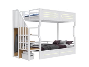 Lit avec rangement 90x200 cm HOMVRA coloris blanc