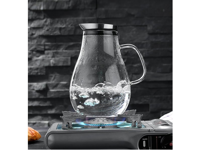  Carafe en verre de 2 litres avec couvercle et bec verseur  - Conforama E