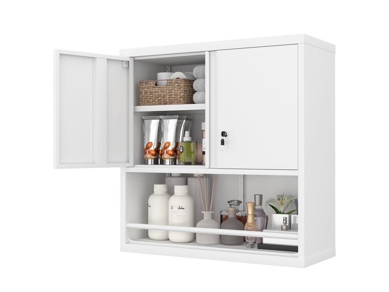  Armoire métallique haute 2 portes avec étagères réglables, rangement cuisine, bureau  - Conforama D