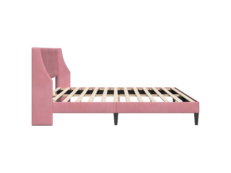 Lit double- lit adulte - cadre de lit avec tête de lit rose 200 x 200 cm velours - Conforama D
