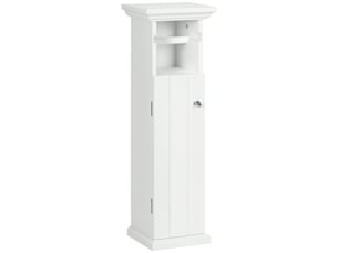 Meuble de salle de bain support papier toilette avec sortie papier en bois blanc et placard