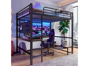 Lit mezzanine 140x200 cm <strong>STILVORA</strong> <strong></strong> coloris noir