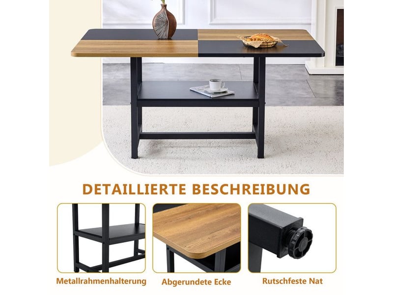  Ensemble de table à manger - 160 cm - 6 chaises - rangement intégré - marron et noir - gris clair  - Conforama C