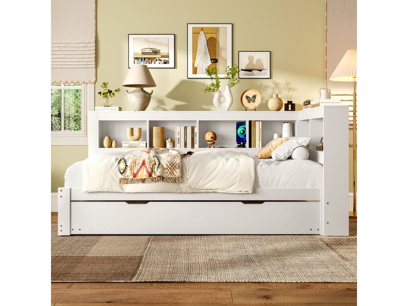  Lit gigogne 90x200cm coloris blanc mdf lit enfant blanc - Conforama D