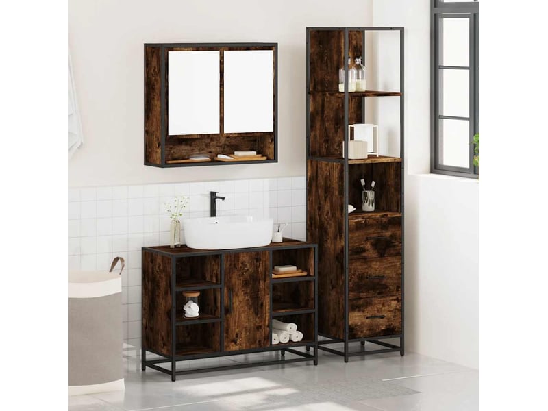 Ensemble de meubles de salle de bain 3 pcs chêne fumé cf63732 - Conforama C