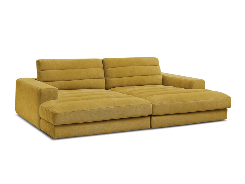  Bobochic canapé droit fixe 4 places sierra assise profonde tissu texturé jaune SIERRA - Conforama B