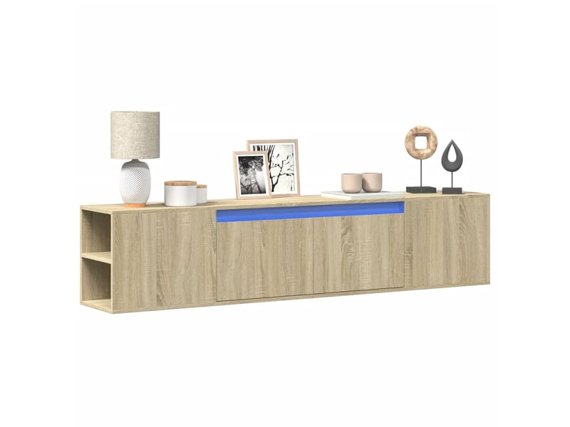  Meuble tv - banc tv - meuble de rangement mural avec led chêne sonoma 180x31x39,5 cm  - Conforama B