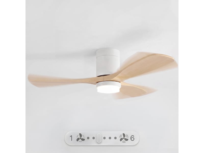  Sweiss flow22 - ventilateur de plafond avec led, 6 vitesses, bois clair  - Conforama C