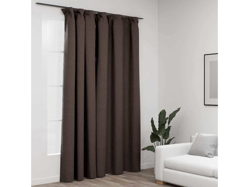  Rideau occultant, rideau black-out d'aspect de lin avec crochets taupe 290x245 cm cf43973  - Conforama B
