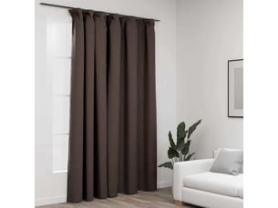 Rideau occultant, rideau black-out d'aspect de lin avec crochets taupe 290x245 cm cf43973