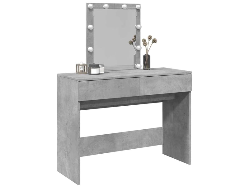  Coiffeuse, table de maquillage avec led gris béton 100x40x130 cm shl29609  - Conforama D