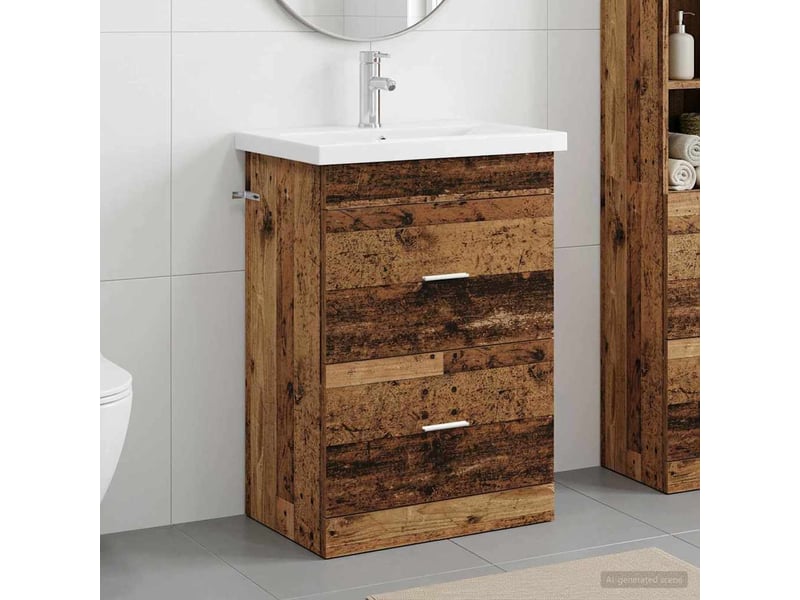  Ensemble de mobilier de salle de bain bois ancien shl7458  - Conforama B