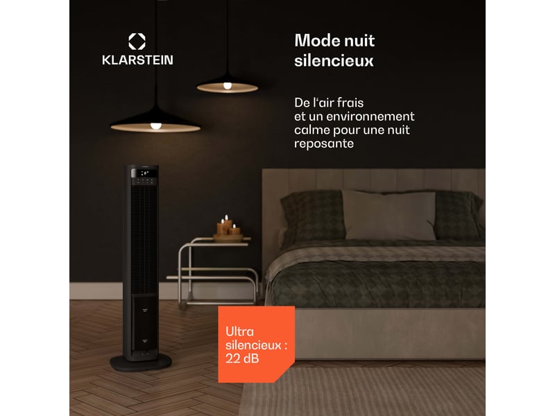 Klarstein mistral rafraîchiseur d'air connecté à eau 365 m³h 35 m² 3 modes 36 w noir - Conforama C