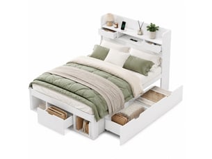 Lit avec rangement 90x190 cm ELVMI coloris blanc