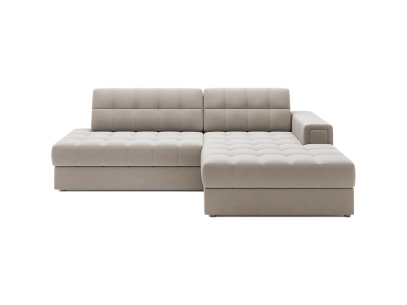 Canapé d'angle convertible cubito beige 240 cm avec coffre et couchage - Conforama A