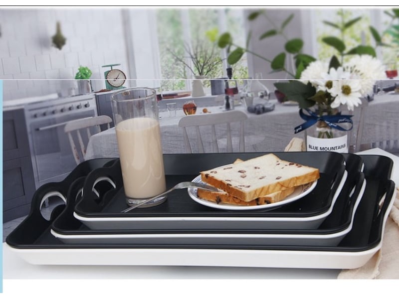  Lot de 6 plateaux de service en plastique rectangulaires – compatibles micro-ondes et lave-vaisselle  - Conforama D