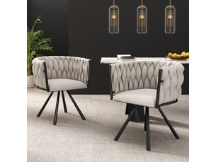 Chaises de salle à manger lot de 2 pivotantes à 360°  - dossier ergonomique, piètement acier lin - noir