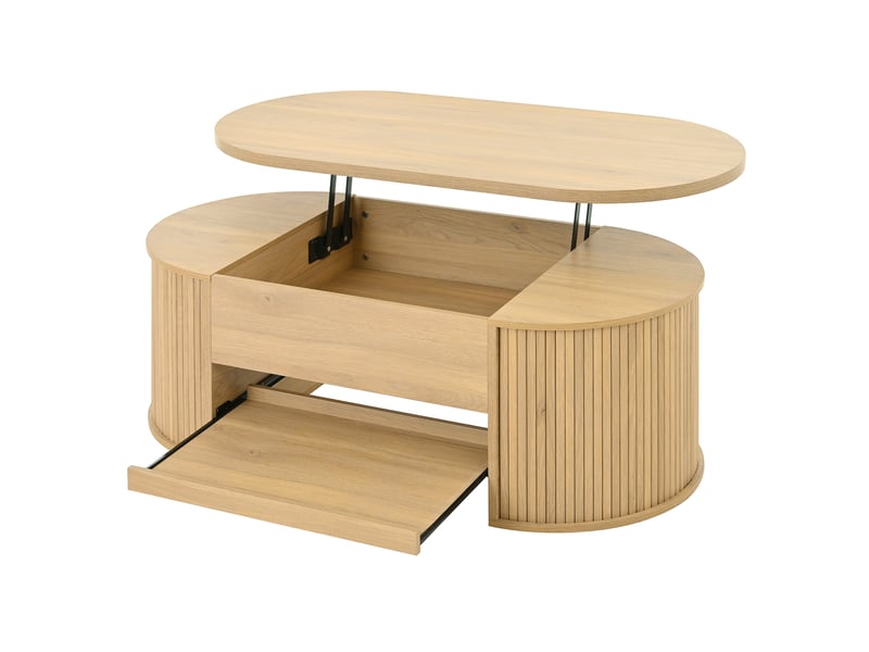  Table basse relevable en bois mdf, table de salon multifonction avec plateau ajustable et étagère coulissante, 110x55,5x40 cm  - Conforama W