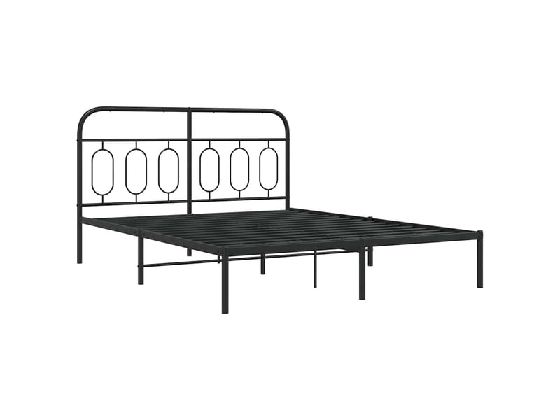  Lit double- lit adulte -  cadre de lit métal sans matelas avec tête de lit noir 135x190cm  - Conforama B