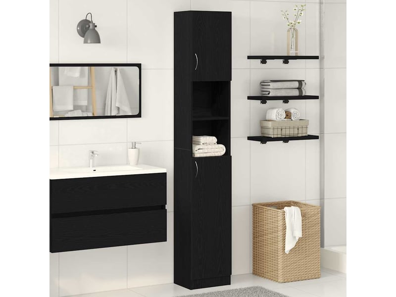 Armoire de salle de bain, cabinet de salle de bain chêne noir 32x25,5x190 cm cf65070  - Conforama B