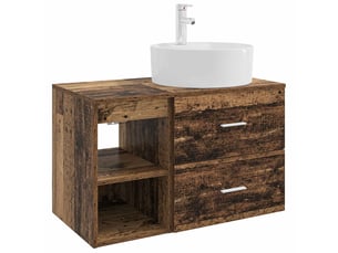 Ensemble de mobilier de salle de bain 2 pcs bois ancien shl7176