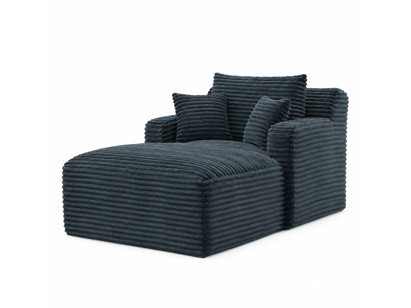  Méridienne convertible avec assise rembourrée et confort ergonomique, en velours côtelé gris foncé  - Conforama A