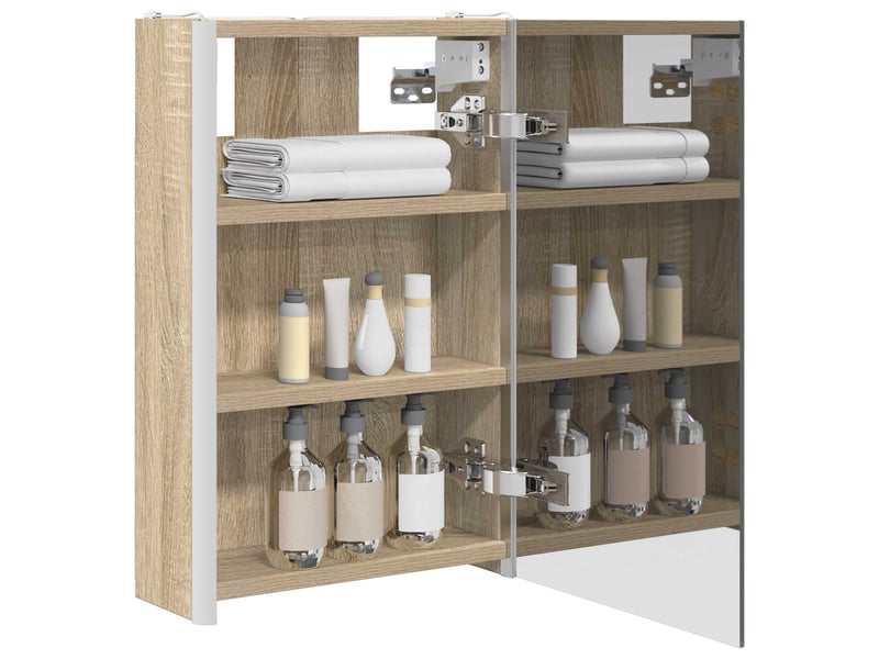  Armoire miroir salle de bain, meuble de rangement chêne sonoma 33x11.5x50 cm  - Conforama C