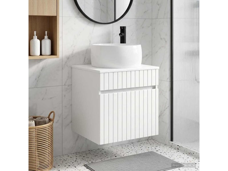  Meuble de lavabo mural, rangement salle de bain blanc 49x44.5x66 cm  - Conforama B