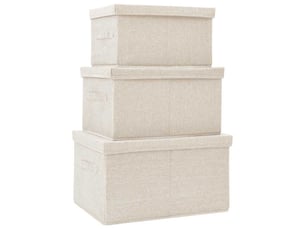 Boîtes de rangement empilables 3 pcs tissu crème
