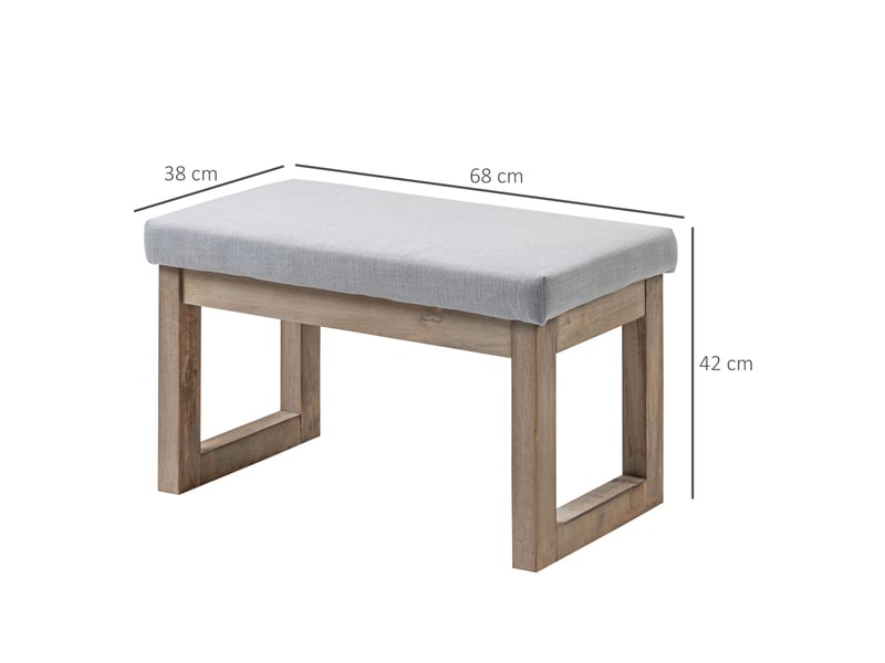  Banc rembourré modenvie en polyester gris 68 x 38 x 42 cm style campagne  - Conforama C