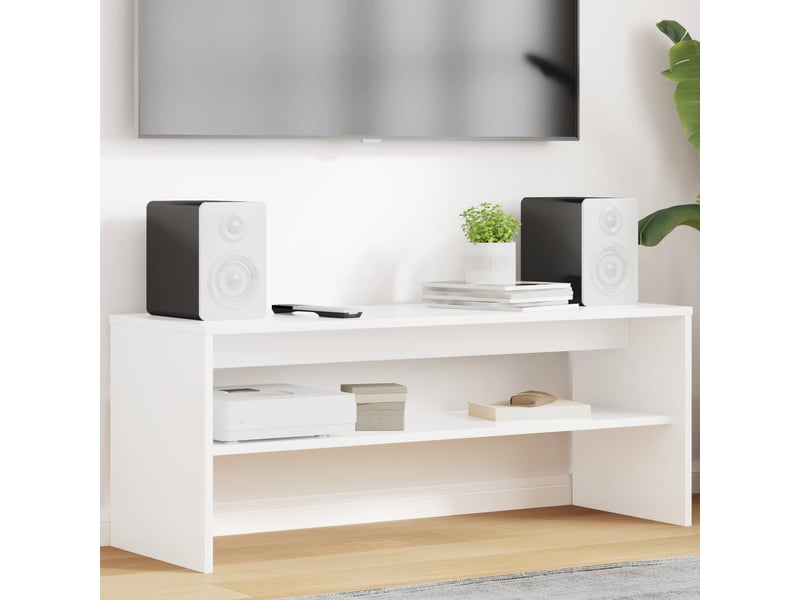  Meuble tv - banc tv - meuble de rangement 100 x 35 x 40 cm blanc bois d'ingénierie  - Conforama B
